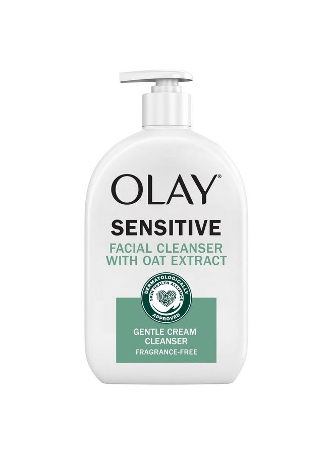 Olay - Sensitive Facial Cleanser With Oat Extract Gentle Cream Cleanser 16 Fl Oz - Image 1