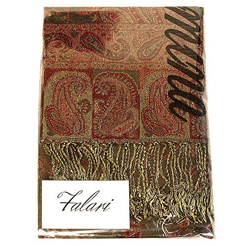 Falari Women's Woven Paisley Pashmina Shawl Wrap Scarf 80" x 27" (Style 1 - Dark Grey) - Image 4