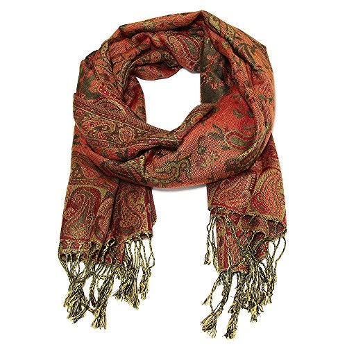 Falari Women's Woven Paisley Pashmina Shawl Wrap Scarf 80" x 27" (Style 1 - Dark Grey) - Image 3