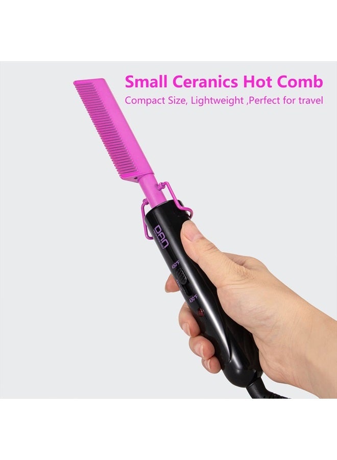 DAN Technology Dual Voltage Ceramic Pressing Comb - 450°F Fast Heating Mini Straightener for Lace Front Wigs and Black Women's Hair - Image 2
