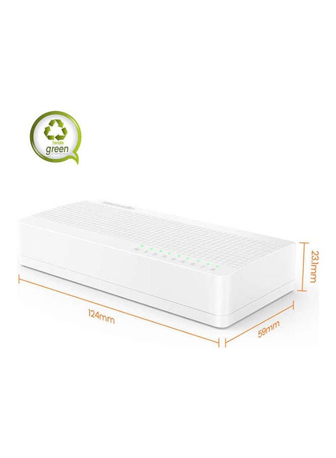 Tenda 8 Ports 10/100 Mbps Desktop Wall Mount Switch White - Image 2