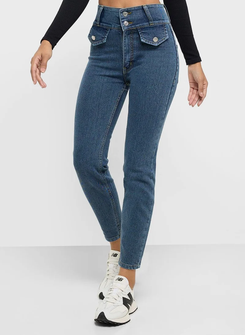 Ginger  High Rise Acidwash Skinny Jeans for Women | Best Price UAE