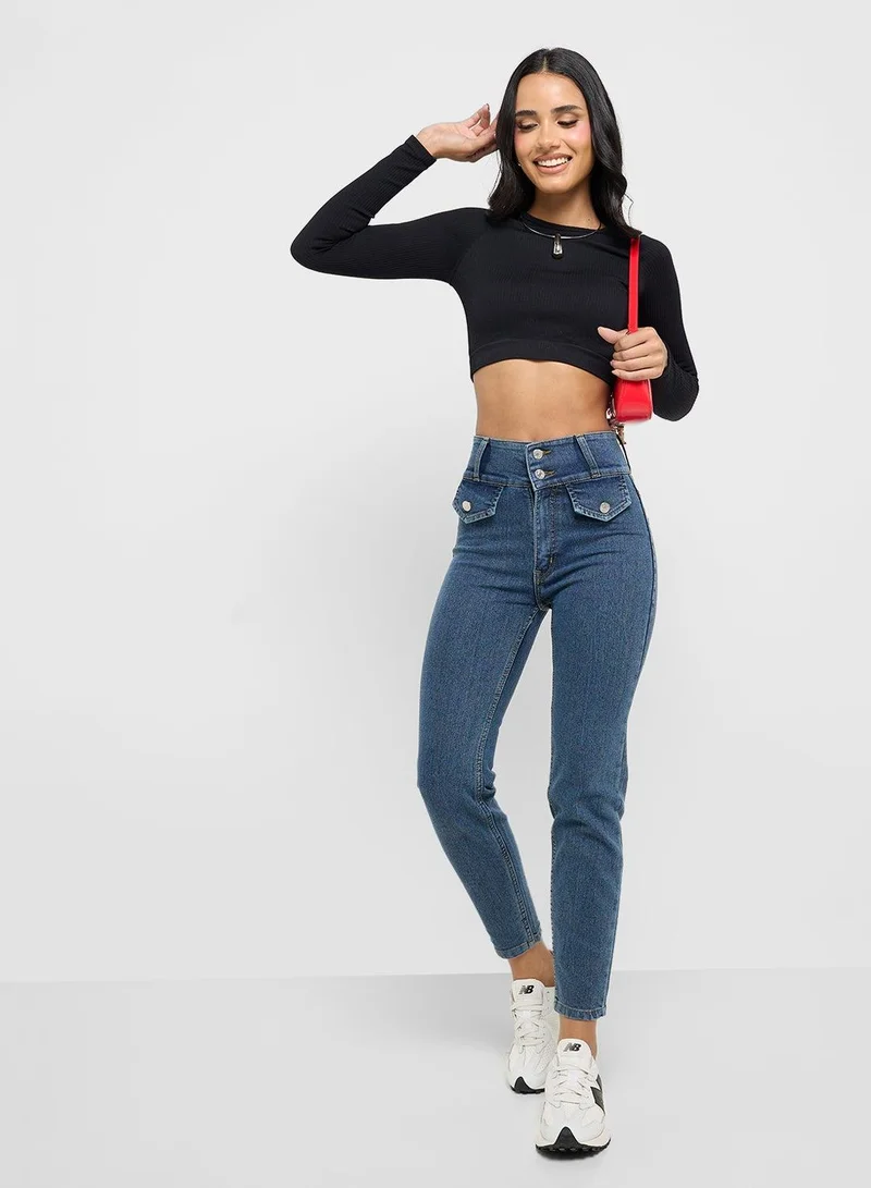 High Rise Acidwash Skinny Jeans