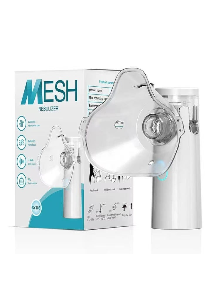 Taizz Ventures Portable Quiet Nebulizer Machine for Kids & Adults | Mesh Atomizer with 2 Silicone Masks & Mouthpiece | USB & Battery Powered | Compact for Home, Office, Outdoor Use 