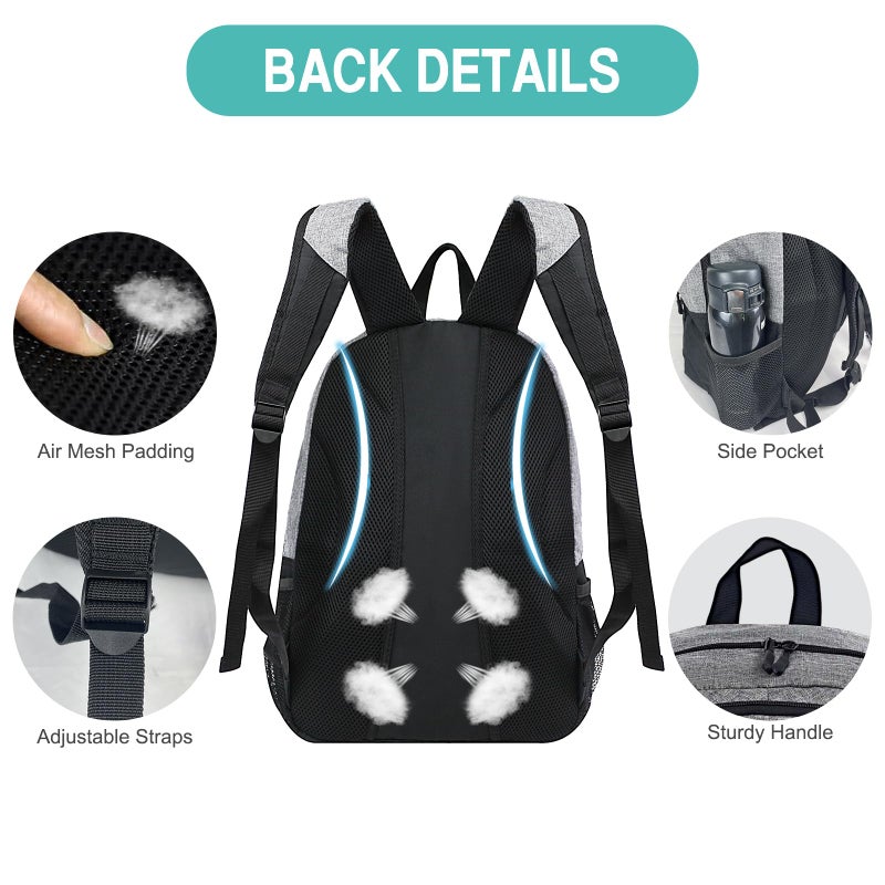 WOLT | Youth Soccer Bag, Soccer Backpack, Basketball Backpack with Cleat Shoe and Ball Compartments Sports Backpack for Volleyball Football for Men Women (Grey) - Image 5