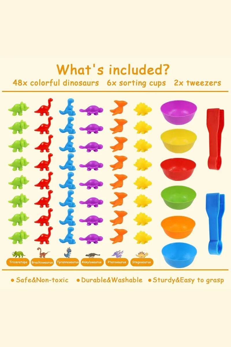 LIMOS Dinosaur Matching Game Set, 48 Pieces with Sorting Bowls, Montessori Educational Toys, Preschool Learning Activities - Image 5