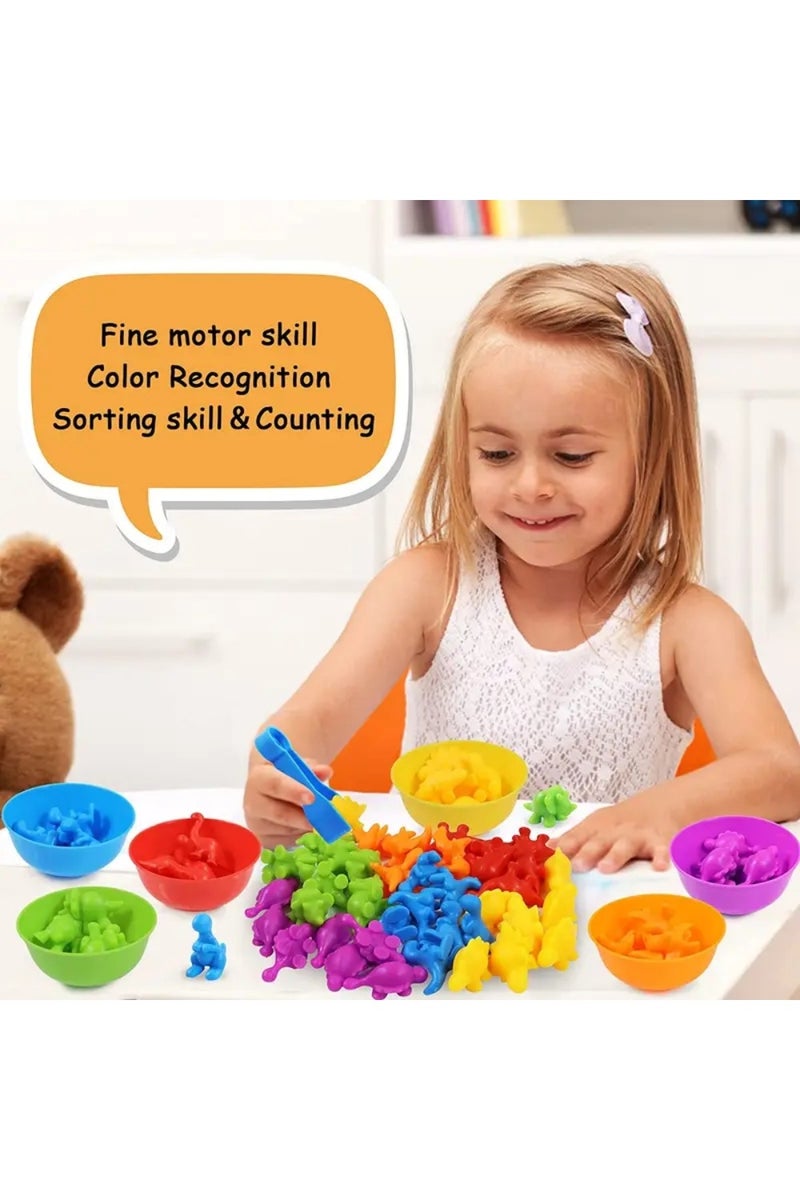 LIMOS Dinosaur Matching Game Set, 48 Pieces with Sorting Bowls, Montessori Educational Toys, Preschool Learning Activities - Image 4