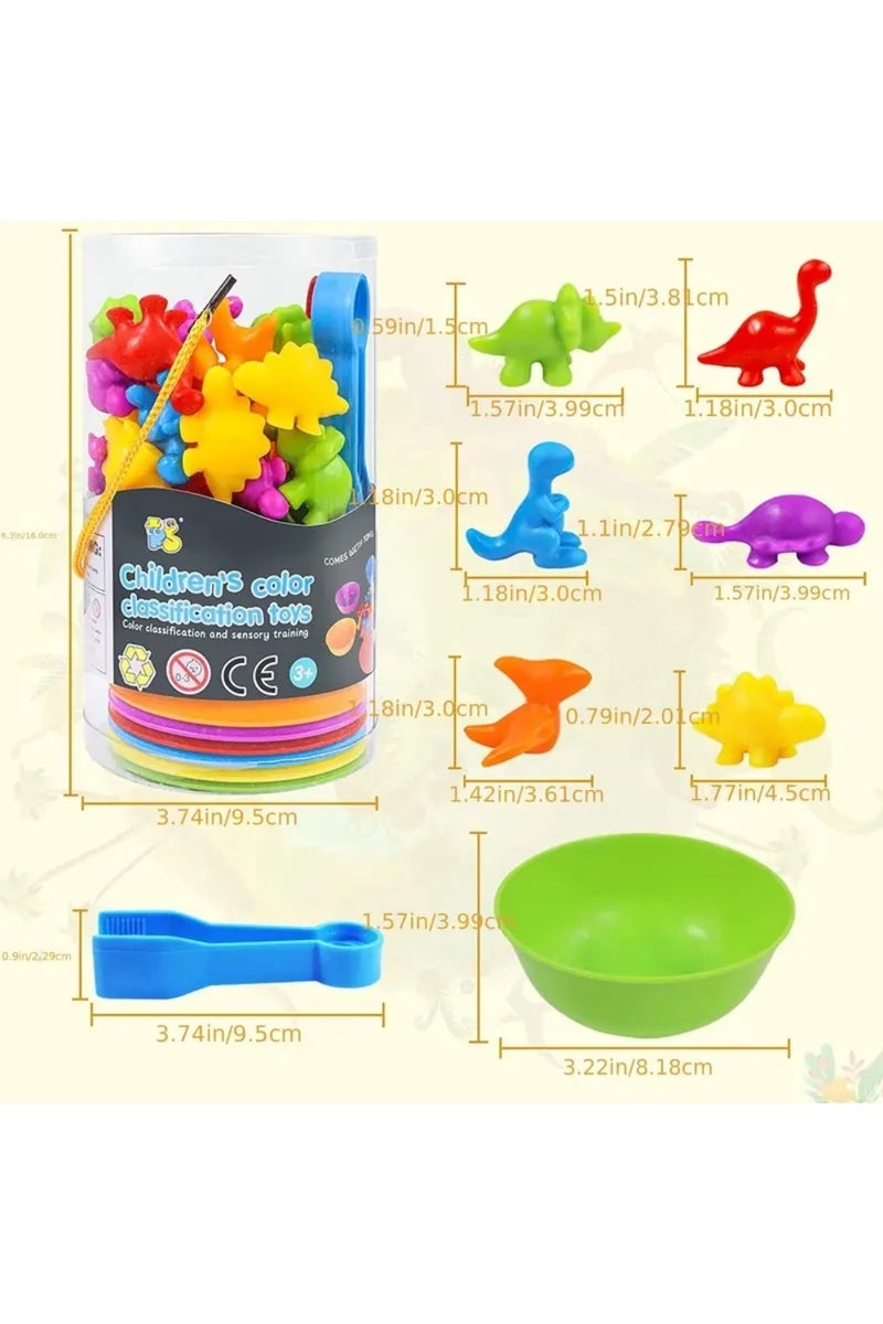 LIMOS Dinosaur Matching Game Set, 48 Pieces with Sorting Bowls, Montessori Educational Toys, Preschool Learning Activities - Image 2
