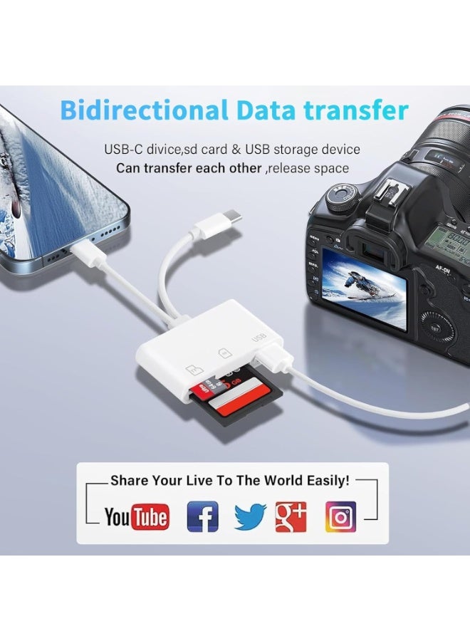 SD Card Reader for iPhone iPad Mac, Lightning & USB-C Dual Connectors Memory Card Reader with SD/Micro SD/USB-A 3 Slots, Digital Camera Adapter to iPhone, Plug & Play - Image 4