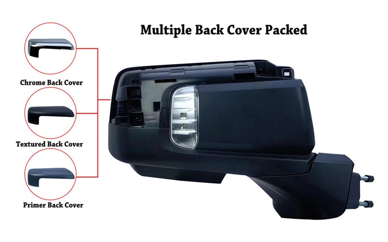 LONGLING Passenger Right Side Door Mirror Power Heated with BLIS(Blind Spot Light) Glass Puddle and Signal Light Chrome Pirmer and Textured Back Cover for Chevrolet Silverado 2019 to 2025 - Image 2