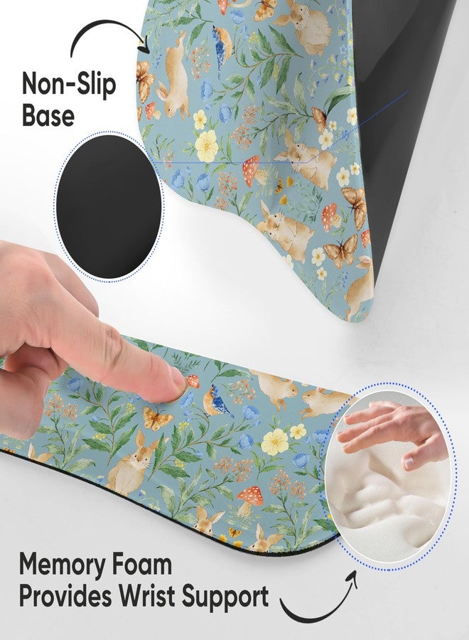 WINTOJO Wrist Rest Support for Mouse Pad Keyboard Set Circle Coaster Gaming Mouse Pad Ergonomic Gel Memory Foam Set for Computer, Laptop, Office, Pain Relief, Comfortably Typing Rabbit KM-40 - Image 3