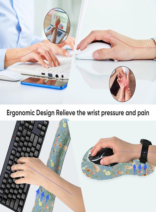 WINTOJO Wrist Rest Support for Mouse Pad Keyboard Set Circle Coaster Gaming Mouse Pad Ergonomic Gel Memory Foam Set for Computer, Laptop, Office, Pain Relief, Comfortably Typing Rabbit KM-40 - Image 5