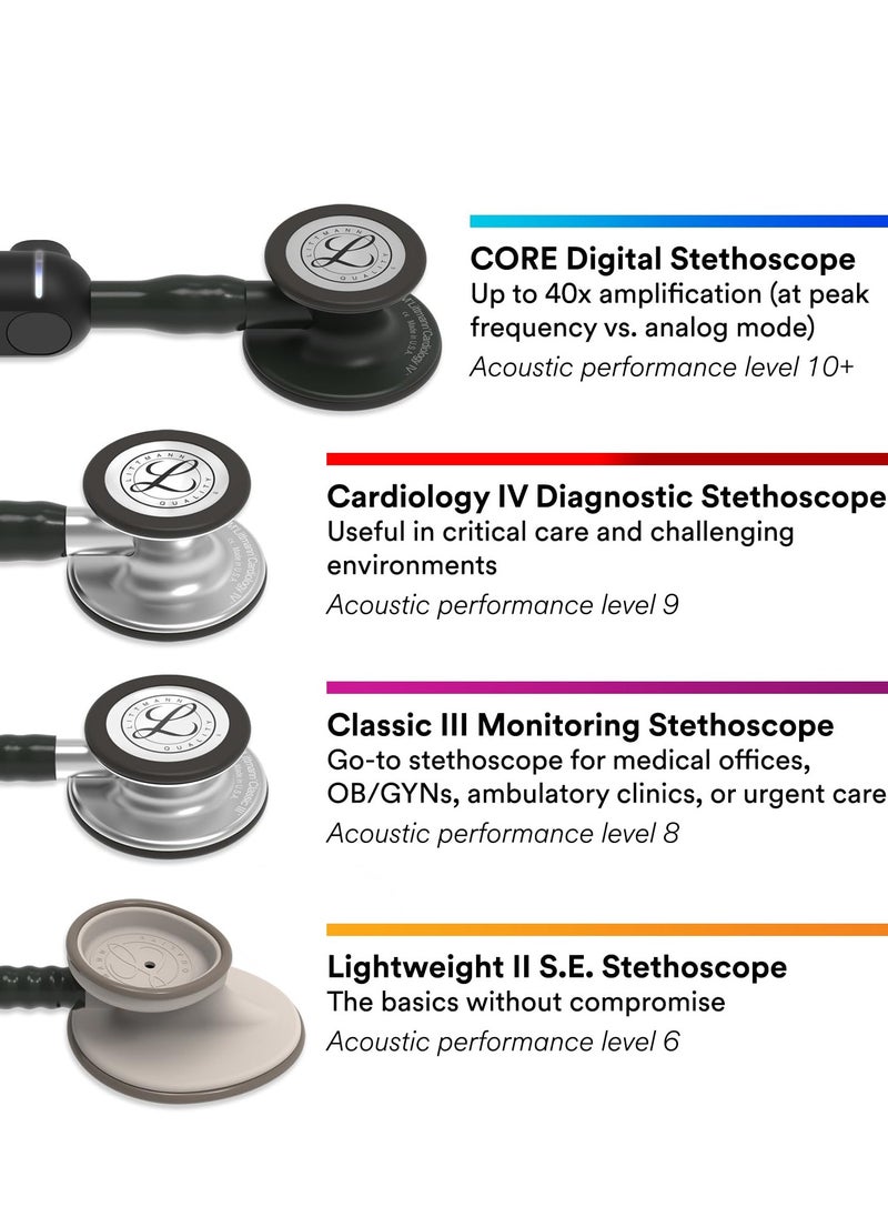 3M Littmann - 3M Littmann Classic III Monitoring Stethoscope, Rainbow-Finish Chestpiece, black stem and headset, Black Tube, 69 cm, 5870 - Image 1