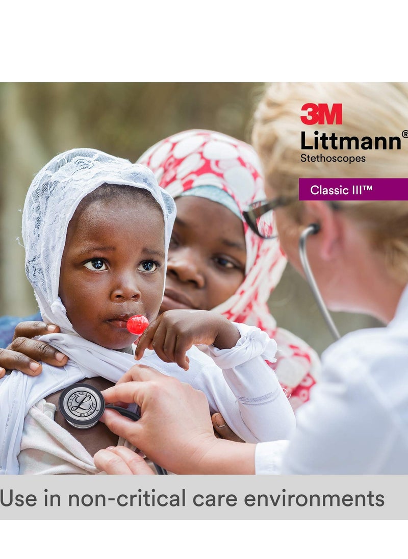 3M Littmann - 3M Littmann Classic III Monitoring Stethoscope, Rainbow-Finish Chestpiece, black stem and headset, Black Tube, 69 cm, 5870 - Image 1
