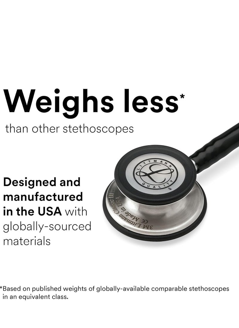 3M Littmann - 3M Littmann Classic III Monitoring Stethoscope, Rainbow-Finish Chestpiece, black stem and headset, Black Tube, 69 cm, 5870 - Image 1