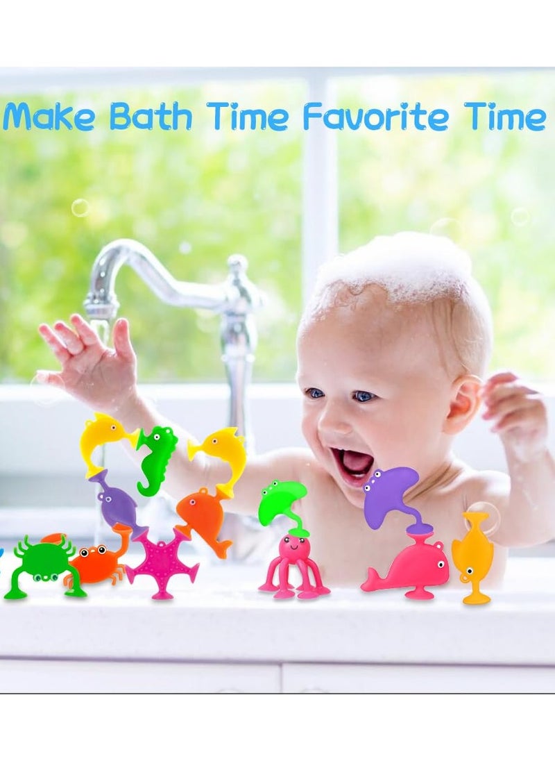 Bebiland 27 PCS Kids Bath Toys, Sensory Toys for Boys and Girls, Fidget Toys, Stress Release Toys, Sucker Toys with Silicone Building Blocks with Dinosaur Eggshell Storage (Random Color)  - Image 4