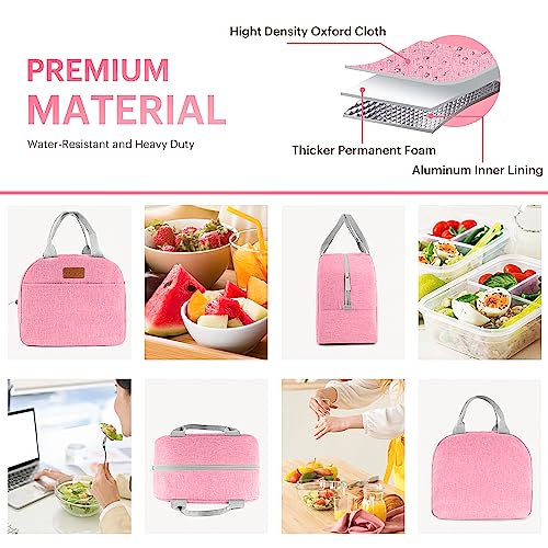 Easyfun Lunch Bag for Women & Men Adult Insulated Lunch Box, Small Leakproof Cooler Food Lunch Containers Reusable High Capacity Lunch Tote Bags for Work, Travel, Outdoor (Pink) - Image 5