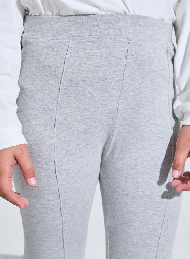 Styli Teen Girls Grey Solid High-Rise Leggings with Front Slit - Image 3