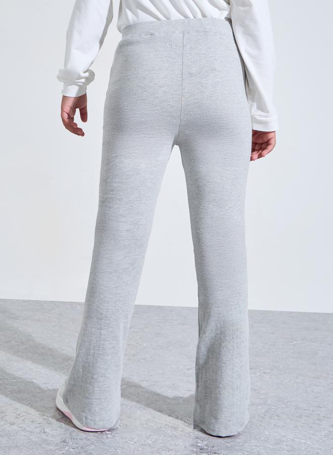 Styli Teen Girls Grey Solid High-Rise Leggings with Front Slit - Image 4
