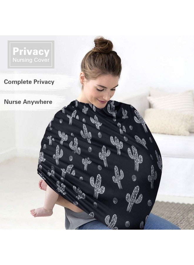 Metplus غطاء مقعد السيارة للأطفال من متبلس، غطاء مقعد السيارة للرضع، غطاء للرضاعة الطبيعية، أغطية مرنة لحاملات الأطفال لعربة الأطفال/عربة التسوق، هدية لمواليد الجدد - صبار أسود - Image 2