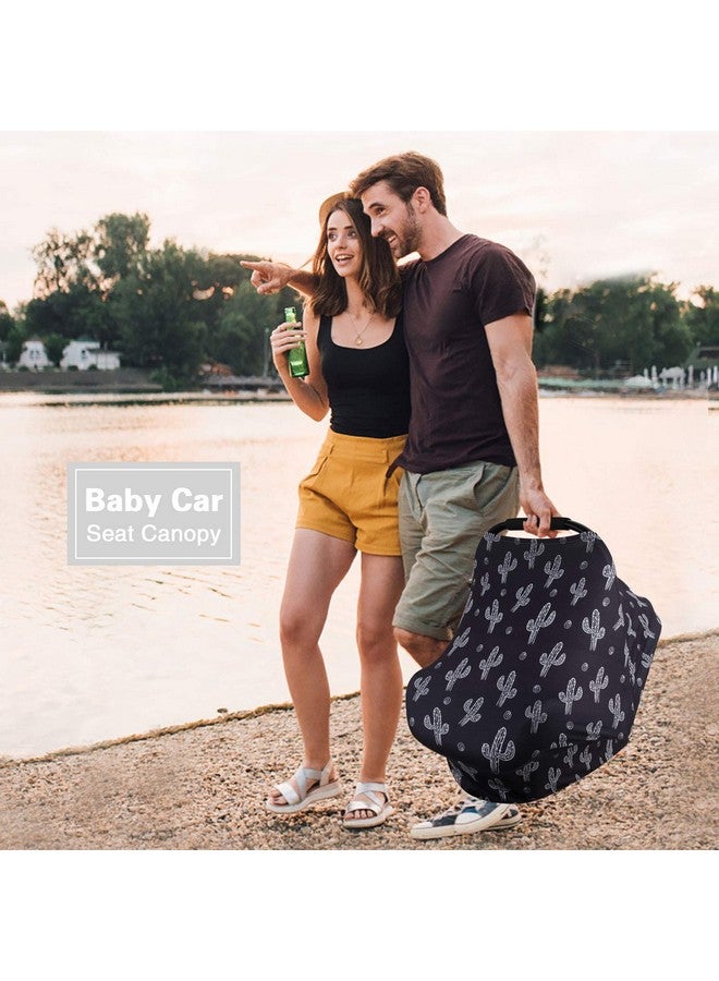 Metplus غطاء مقعد السيارة للأطفال من متبلس، غطاء مقعد السيارة للرضع، غطاء للرضاعة الطبيعية، أغطية مرنة لحاملات الأطفال لعربة الأطفال/عربة التسوق، هدية لمواليد الجدد - صبار أسود - Image 4