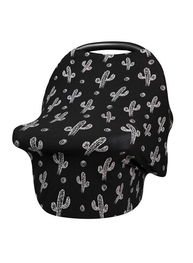 Metplus غطاء مقعد السيارة للأطفال من متبلس، غطاء مقعد السيارة للرضع، غطاء للرضاعة الطبيعية، أغطية مرنة لحاملات الأطفال لعربة الأطفال/عربة التسوق، هدية لمواليد الجدد - صبار أسود - Image 1