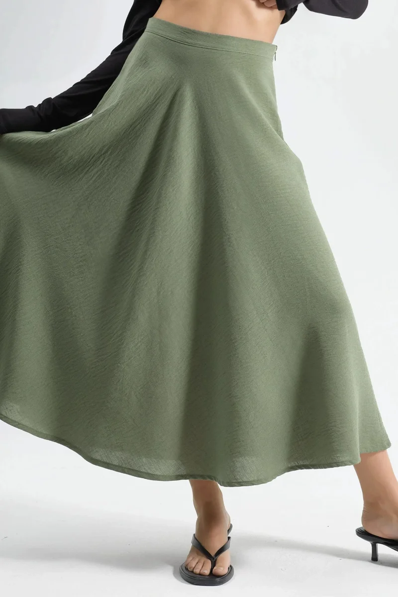Busem BUSEM High Waist Textured A-Line Maxi Skirt