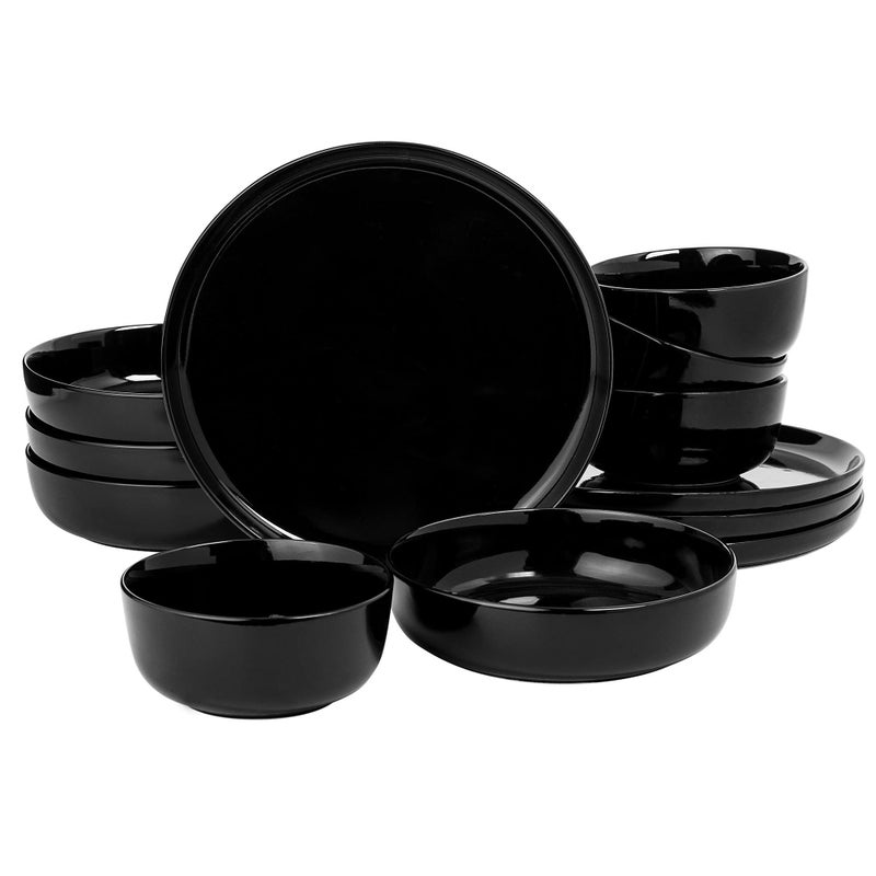 Gibson Home Oslo 12Piece Porcelain Chip and Scratch Resistant Dinnerware Set BlackService for 4