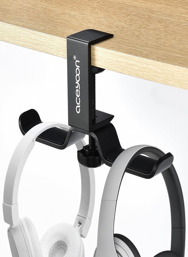 aceyoon Headphone Stand, Under Desk Hanger, Dual Headset Holder, Table Hook for Bag/Backpack/Gaming Headphone, 360 Rotatable - Image 1