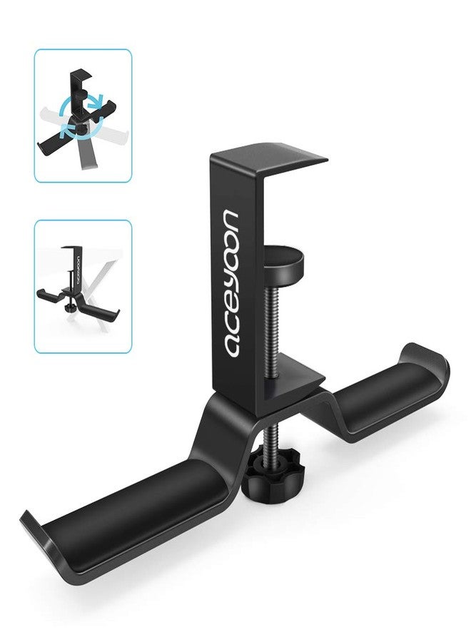aceyoon Headphone Stand, Under Desk Hanger, Dual Headset Holder, Table Hook for Bag/Backpack/Gaming Headphone, 360 Rotatable - Image 2