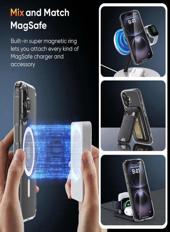 جراب SUCGLES لهاتف iPhone 16 مع MagSafe [مغناطيس فائق القوة] [حماية من السقوط من ارتفاع 12 قدمًا وفقًا للمعايير العسكرية] [مصد مقاوم للصدمات] غطاء هاتف MagSafe رفيع ونحيف مقاس 6.1 بوصة لهاتف Apple iPhone 16 (شفاف/مغناطيسي) - Image 3