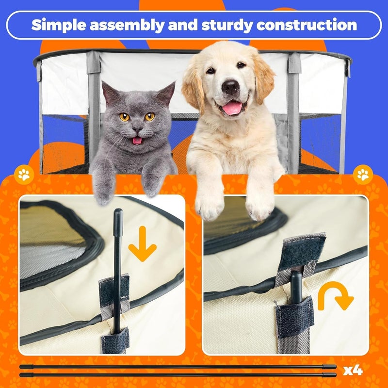 Ankila Foldable Playpen for Dog, Portable Dog Crates Pet Kennel Tent Fence, puppy playpen indoor and outdoor Travel Use Camping with a Carrying Case for Small or Medium Animals, Rabbits, Cat (Grey) - Image 4