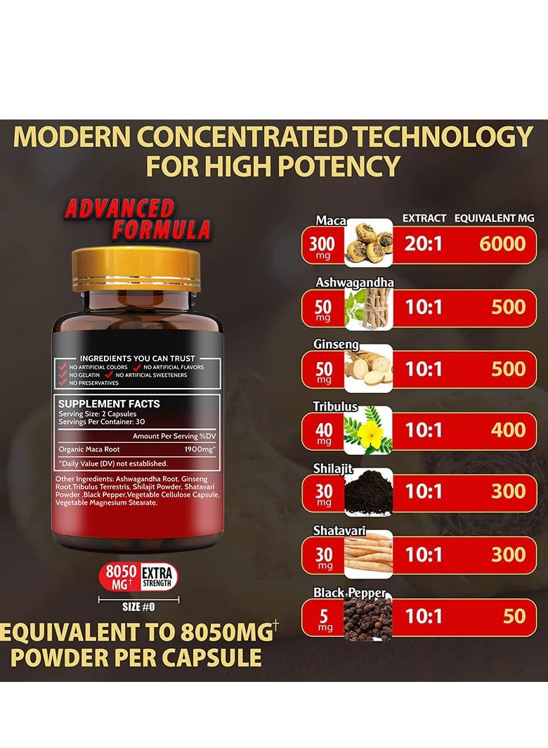 Wins Town MACA Extra Strength Capsules,100% Pure Non-GMO Supports Reproductive Health Natural Energizer - Image 3