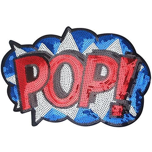Dandan DIY Big Letter POP Embroidered Patch with Sequins Sew Patch Applique Clothes Curtain Sewing Flowers Applique Home Wedding Party Decoration DIY Accessory Letter POP2