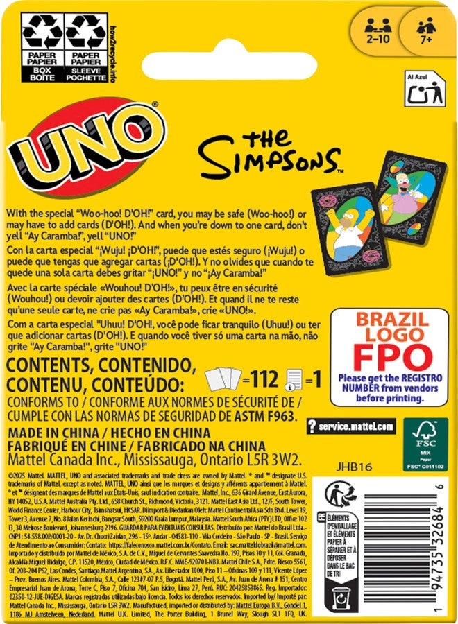 Mattel Games UNO The Simpsons Card Game for Kid, Adult & Family Nights, Parties, Travel & Camping, Toy Collectible Inspired by The Series - Image 3