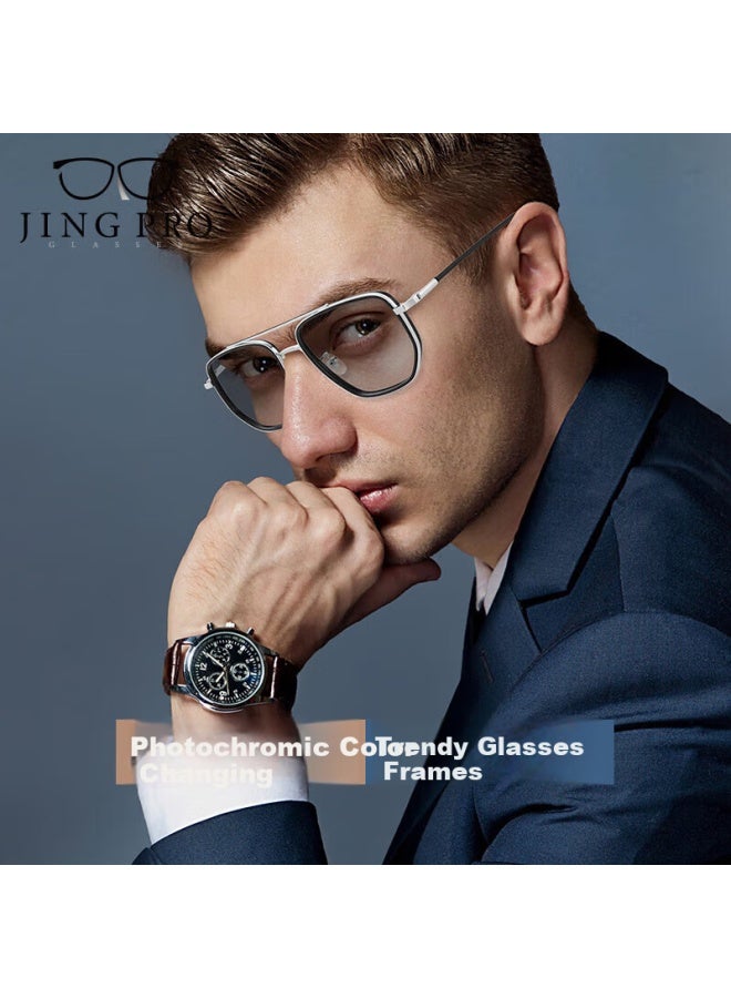 Mirror State Jingbang Photochromic Anti-blue Light Gl For Men And Women With Prescription For Myopia, K0002 Black Non-prescription Anti-blue Light Photochromic Lenses - Image 4