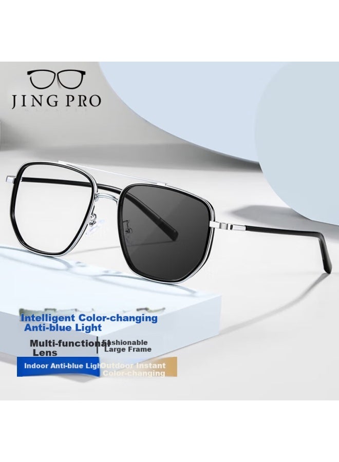 Mirror State Jingbang Photochromic Anti-blue Light Gl For Men And Women With Prescription For Myopia, K0002 Black Non-prescription Anti-blue Light Photochromic Lenses - Image 1