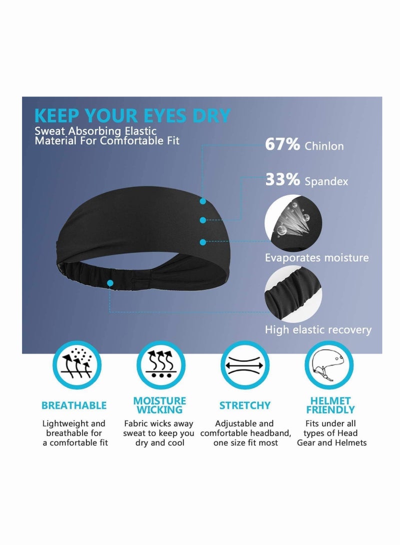 Loquat 3Pcs Sweat Absorbent Sports Headband Elastic Non slip Headband Suitable For Sports Running Fitness Basketball Tennis And Yoga - Image 2