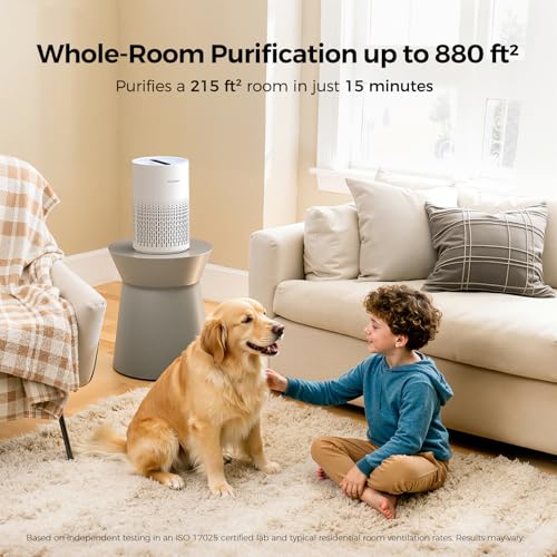 Purivortex Air Purifiers for Home, Quiet HEPA Air Filter for Pollen, Smoke, Dust, Pet Dander, Odor, Hair, Covers Up to 880 Sq Ft, AC400 White - Image 2