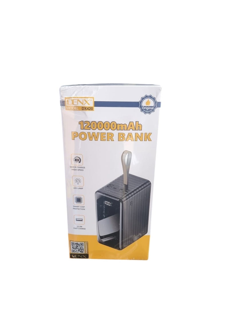Denx Power Bank 120000mAH Large Capacity 22.5w Output Type-C And USB Port  - Image 1