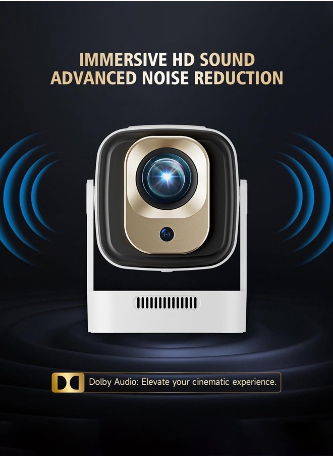 Joshberg 4K Smart Projector with WiFI 6 and Bluetooth 5.4,1080P Native Mini Projectors, 300 ANSI Android 11,180° Rotatable,Short Throw Projector w Built in Apps, Auto Keystone Correction,35"-130" Screen Video Projector,HY260pro,White  - Image 5