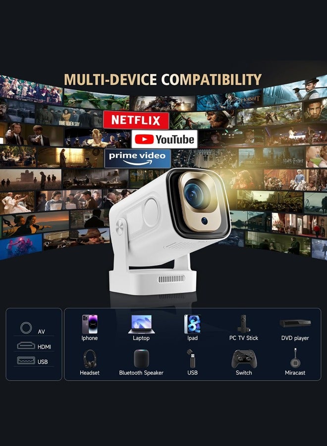 Joshberg 4k Smart Projector With WiFi 6 & Bluetooth 5.4 Hy260pro - White ⚽