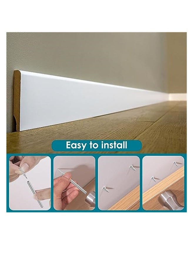 Double-Head Skirting Thread Seamless Nail, 200 Pcs Metal Skirting Line Without Marks Nail, Rust-Proof No Trace Skirting Thread Screws Set with 2 Rods, Nail Specific Sleeve Tool  - Image 4
