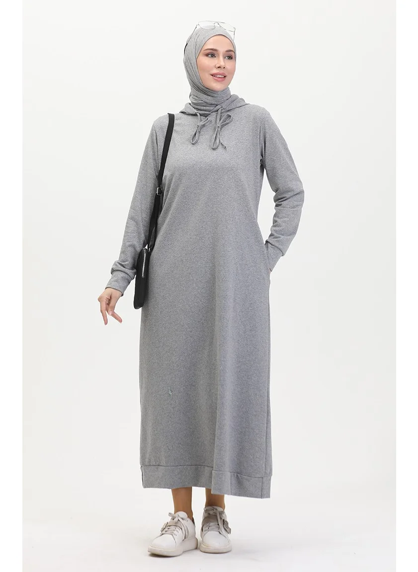 Sefa Merve Two Yarn Hooded Sports Dress 0190A-01 Gray