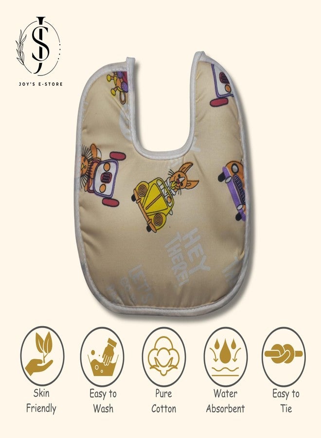 JOY'S E-STORE Assorted Baby Bibs for 0?24 Months ? Set of 3 Soft Cotton Waterproof Feeding Bibs for Newborns, Infants & Toddlers ? Reusable, Washable & Absorbent ? Multicolor Designs - 1003 Combo P10 - Image 4