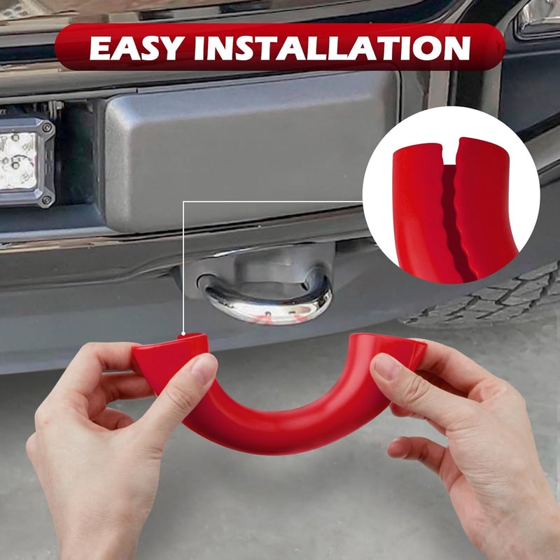 TECHPICCO Tow Hooks Covers for Ford F150 2004-2024 Bronco Base/Big Bend/Outer Banks 2021-2024 Compatible with Toyota Tundra Accessories 2017-2021 (Red) - Image 4