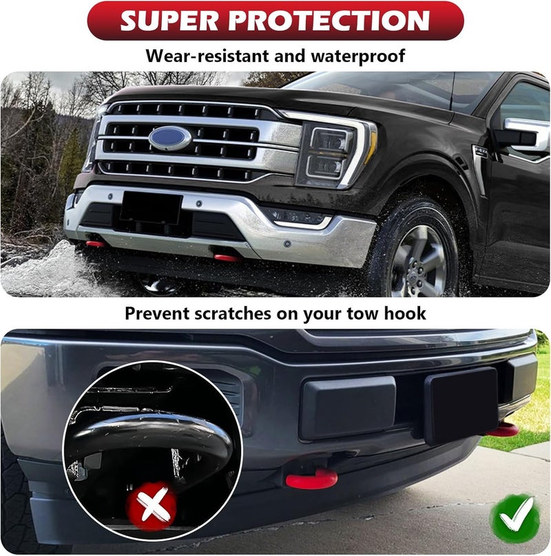 TECHPICCO Tow Hooks Covers for Ford F150 2004-2024 Bronco Base/Big Bend/Outer Banks 2021-2024 Compatible with Toyota Tundra Accessories 2017-2021 (Red) - Image 5
