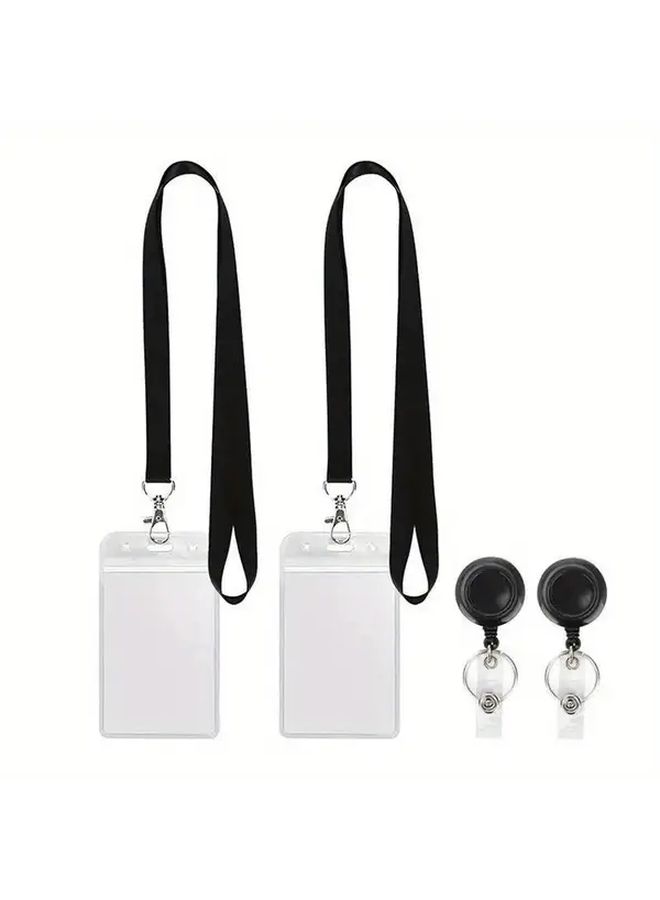 Retractable Card Holder Name Badge With Lanyard For Students Work Credit Bus Case Color No 2 - Image 1