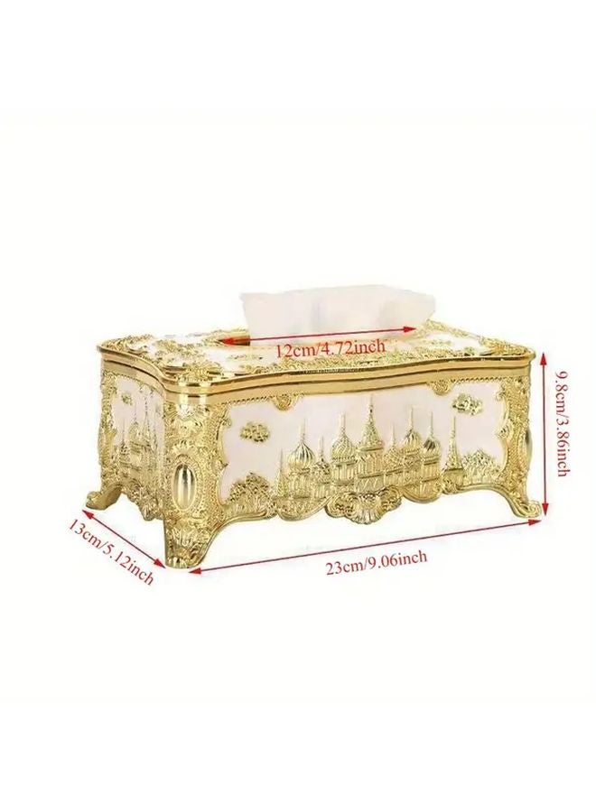 Acrylic Tissue Box White Golden Home Office Hotel Tabletop Decorative Accessory - Image 4