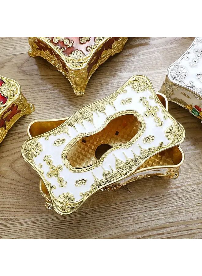 Acrylic Tissue Box White Golden Home Office Hotel Tabletop Decorative Accessory - Image 3